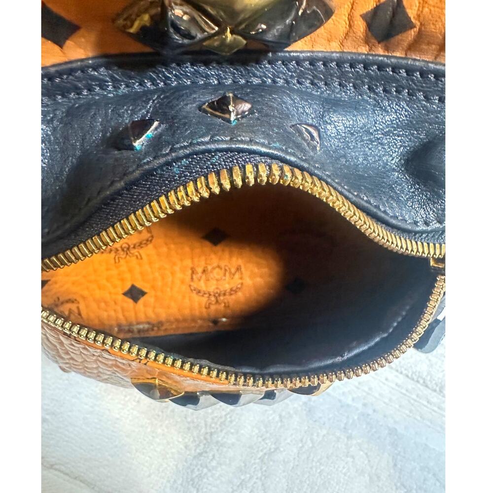 MCM Stark Studded Mini Backpack Cognac Visetos Black Leather Trim w/ COA - Picture 12 of 16